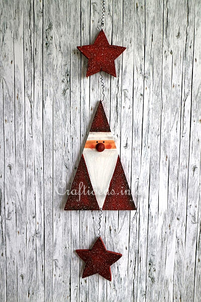 Christmas Wood Craft - Wooden Santa Claus Garland with Star