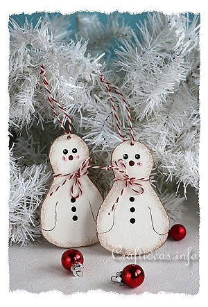 Christmas Wood Craft - Wooden Snowman Christmas Tree Ornament