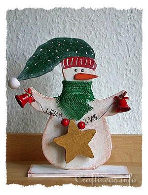 Christmas Wood Craft - Wooden Snowman with Star Shelf Decoration 
