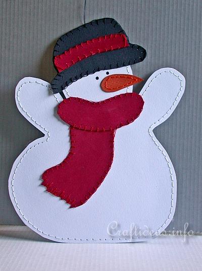 Christmas and Winter Paper Craft - Stitched Paper Snowman