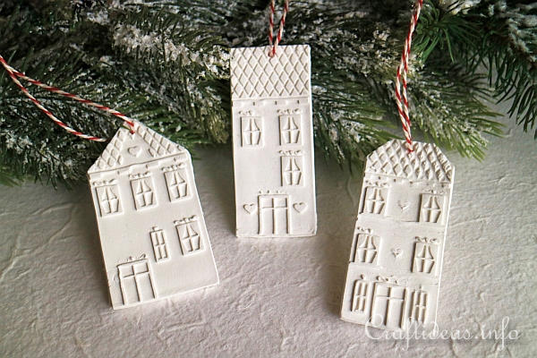 Clay Houses Christmas Tree Ornamemts