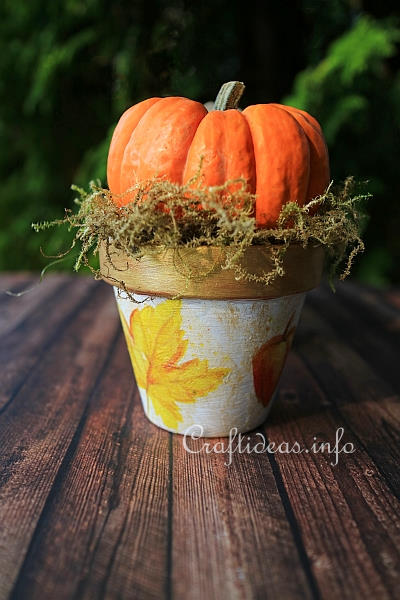Clay Pot and Pumpkin Decoration