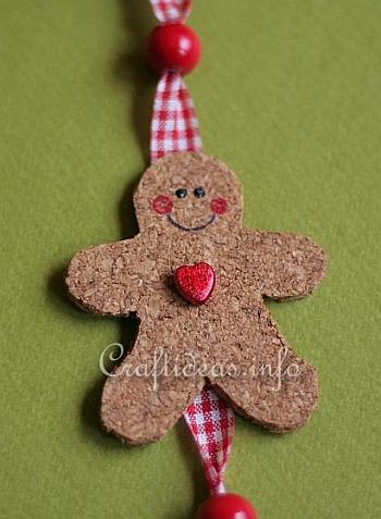 Cork Gingerbread Man and Star Hanging Decoration 3