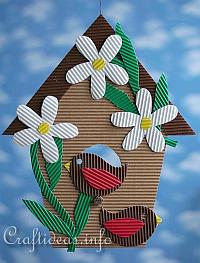 Corrugated Cardboard Birdhouse Decoration