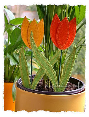 Craft Ideas for Spring - Felt Tulips Plant Pokes 
