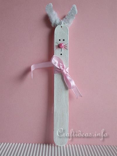 Craft Stick White Easter Bunny