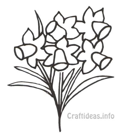 Daffodils Coloring Book Page