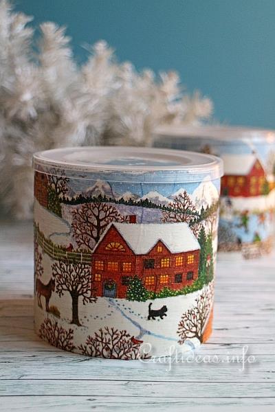 Decoupage Can with Winter Scene 2