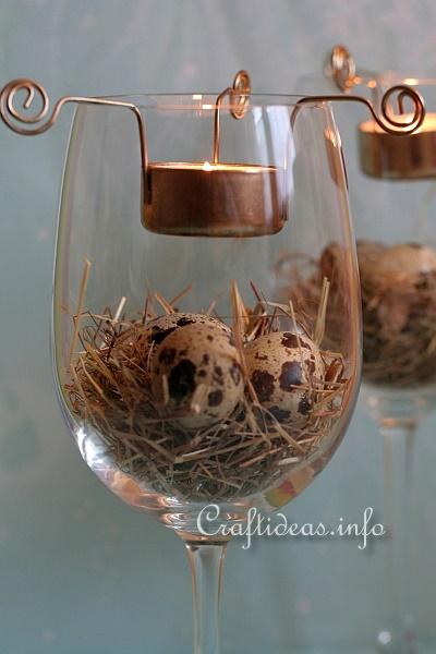 Easter Centerpiece - Wine Glasses with Tea Lights 4