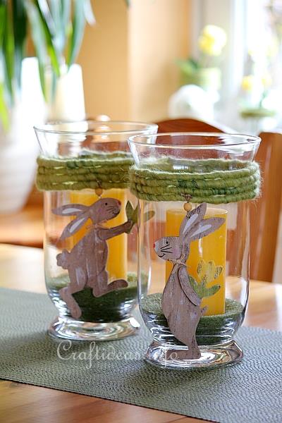 Easter Glass Candle Holder With Bunny Motifs 1