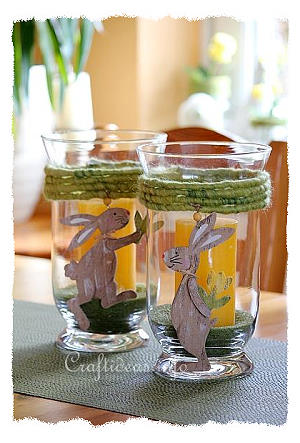 Easter Glass Candle Holder With Bunny Motifs