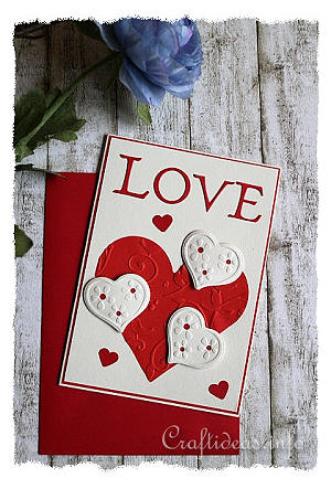 Embossed Hearts Valentine's Day or Anniversary Card 