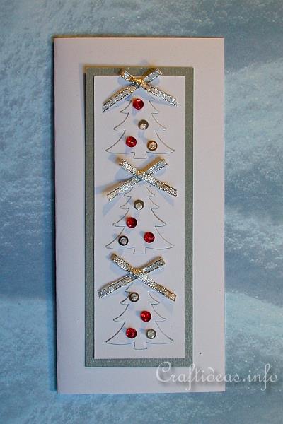 Embossed White Trees Christmas Card
