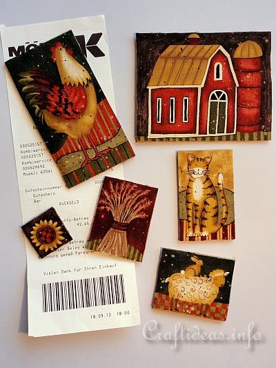 Fabric Craft with Wood - Fall Refrigerator Magnets 2