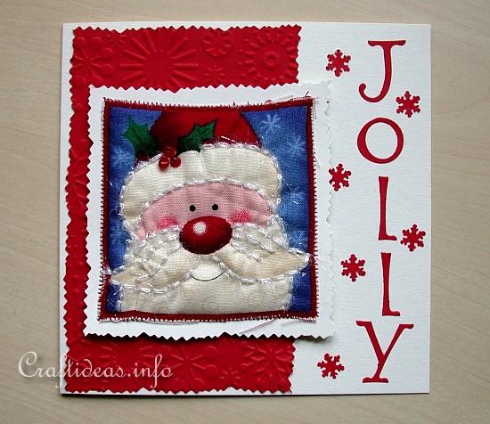 Fabric Santa Christmas Card