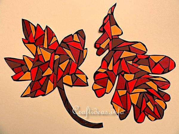 Fall Craft for Kids - Paper Mosaic Leaves