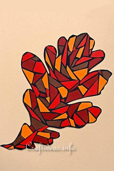 Fall Craft for Kids - Paper Mosaic Oak Leaf