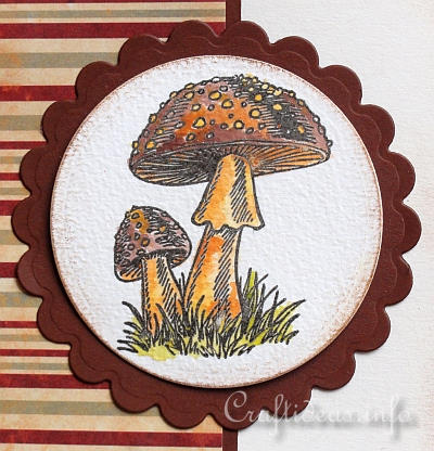 Fall Greeting or Birthday Card - Card with Mushroom Motif - Detail