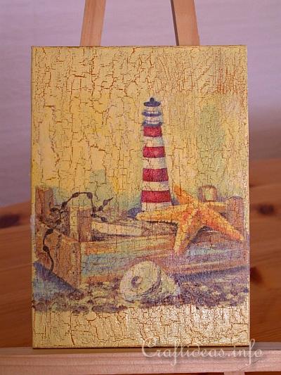 Faux Lighthouse Painting - Paper Napkin Applique