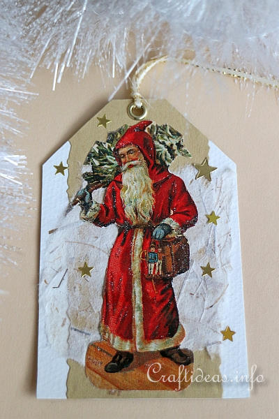 Gift Tag Craft for Christmas - Nostalgic Father Christmas Gift Tag