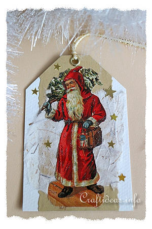 Gift Tag Craft for Christmas - Nostalgic Father Christmas Gift Tag 