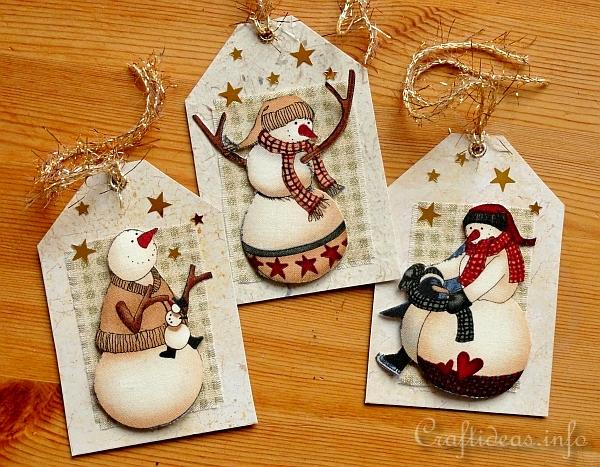 Gift Tag Craft for Christmas - Snowman Gift Tags