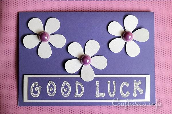 Good Luck Greeting Card 2 - Purple with Flowers