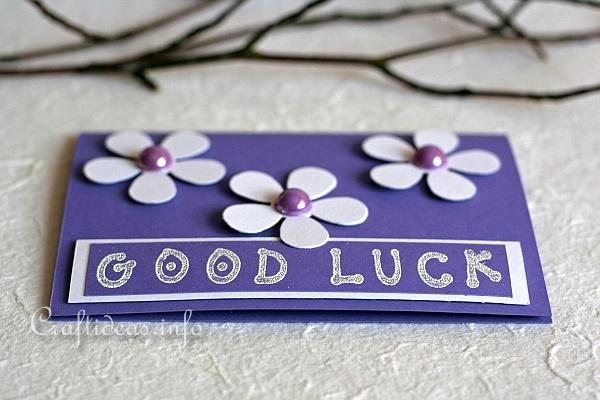 Good Luck Greeting Card 2 - Purple with Flowers 2