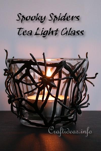 Halloween Craft - Spooky Spider Web Tea Light Glass