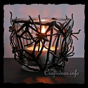 Halloween Craft - Spooky Spider Web Tea Light Glass