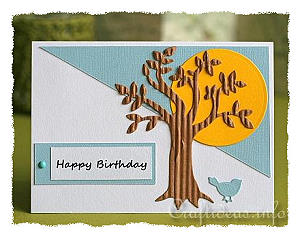 Happy Birthday Card With Tree and Bird 