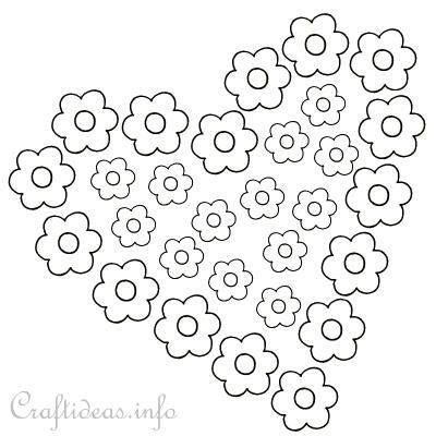 Heart and Flowers Coloring Page