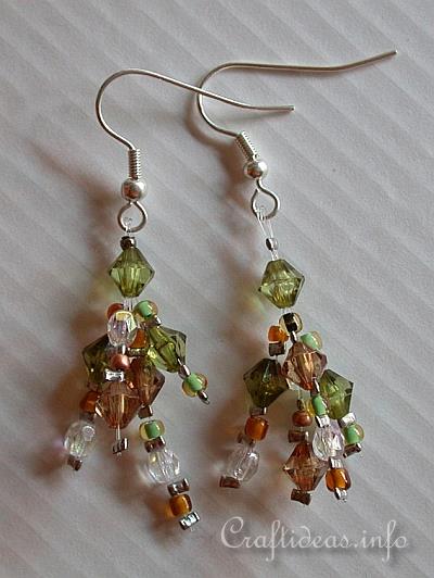 Jewelry and Bead Craft - Brown and Green Beaded Earrings