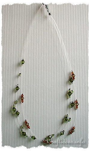 Jewelry and Bead Craft - Brown and Green Beaded Necklace 