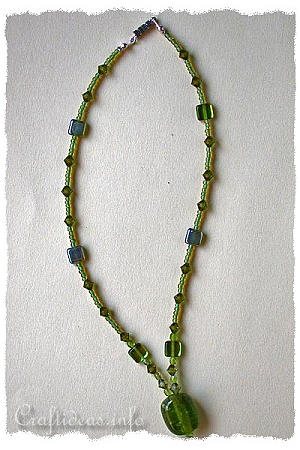 Jewelry and Bead Craft - Green Beaded Necklace with Pendant