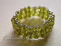 Jewelry and Bead Craft - Green Beaded Ring 