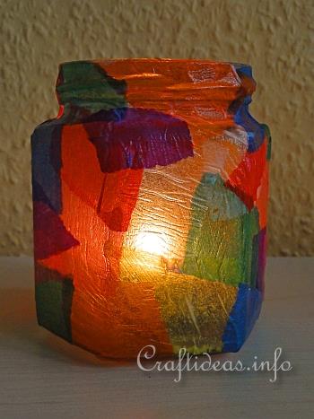 Kids Craft for Christmas - Colorful Tea Light Holder 2