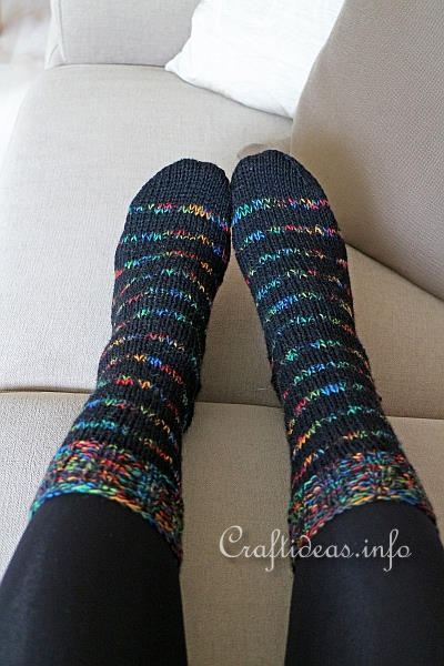 Knitting Socks - Striped Winter Socks 1