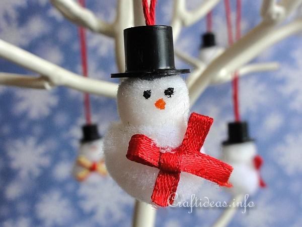 Mini Pom-Pom Snowmen Ornaments