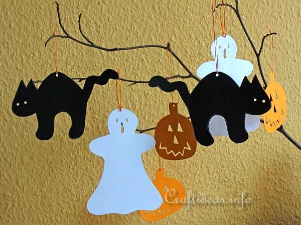 Paper Craft for Halloween - Halloween Cat, Pumpkin and Ghost Paper Figures