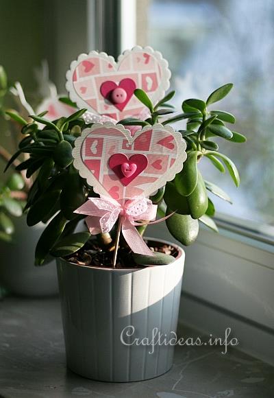 Paper Craft for Spring - Paper Heart Plant Stick 2