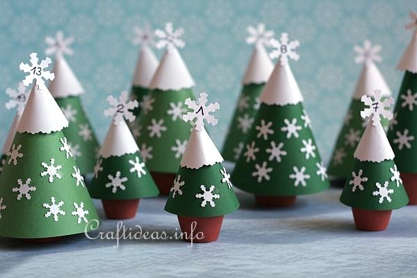 Paper Crafts for Christmas - Advents Calendar with Clay Pot Trees