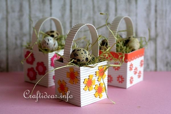 Paper Crafts for Easter - Mini Easter Baskets with Eggs