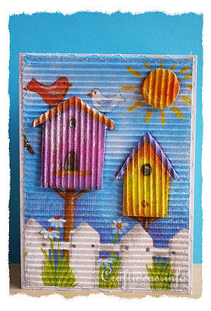 Paper Napkin Technique - Birdhouse Card