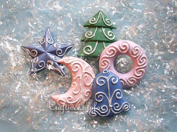 Plaster of Paris Refrigerator Magnets - Pastel Colored Christmas Shapes