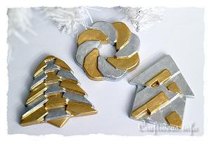 Plaster of Paris Silver and Gold Christmas Ornaments 