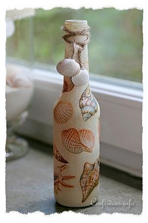 Recycling Craft - Bottle with Seashells 