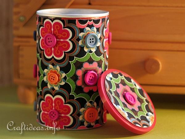 Recycling Craft - Cappuccino Can Covered with Fabric 1