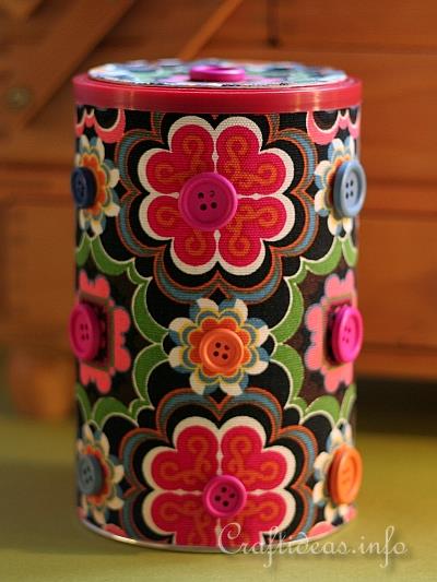 Recycling Craft - Cappuccino Can Covered with Fabric 3