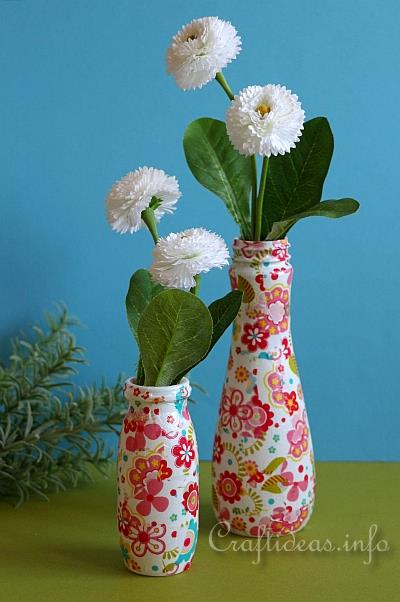 Recycling Craft - Colorful Vases Using Plastic Bottles